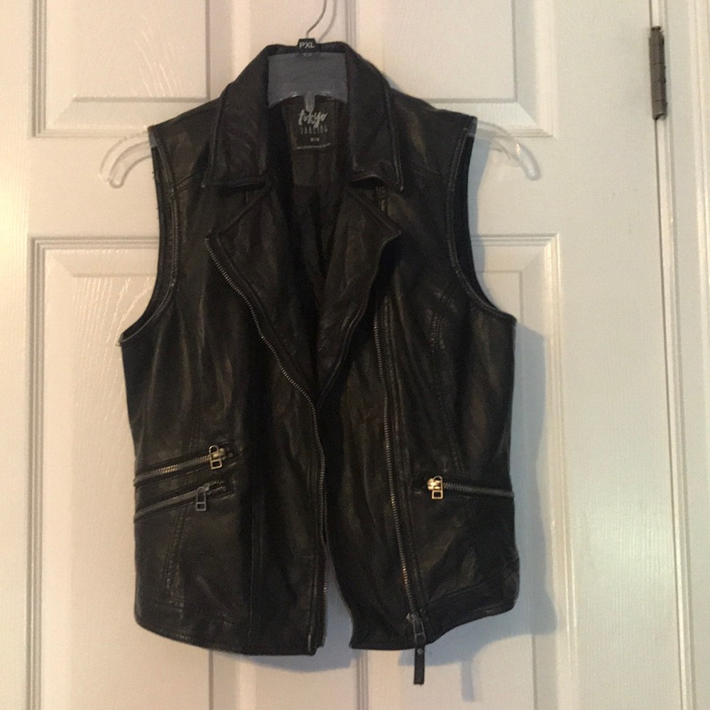Women’s Black Leather Look Vest